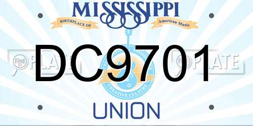 DC9701 Mississippi License Plate