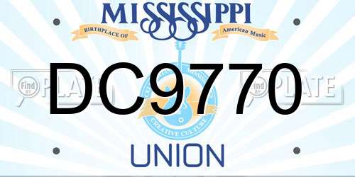 DC9770 Mississippi License Plate