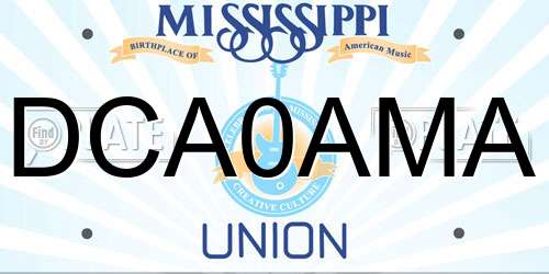 DCA0AMA Mississippi License Plate