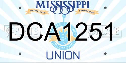 DCA1251 Mississippi License Plate
