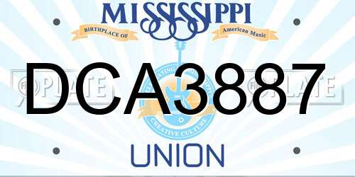 DCA3887 Mississippi License Plate