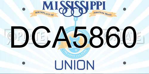 DCA5860 Mississippi License Plate