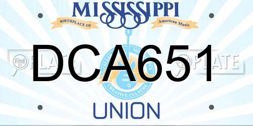 DCA651 Mississippi License Plate