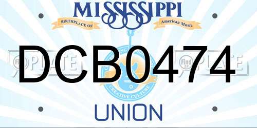 DCB0474 Mississippi License Plate