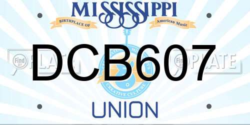 DCB607 Mississippi License Plate