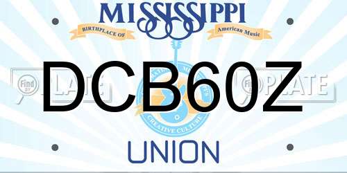 DCB60Z Mississippi License Plate