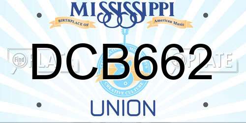 DCB662 Mississippi License Plate