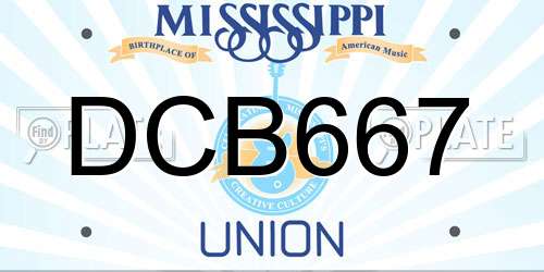DCB667 Mississippi License Plate