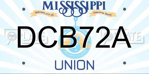 DCB72A Mississippi License Plate