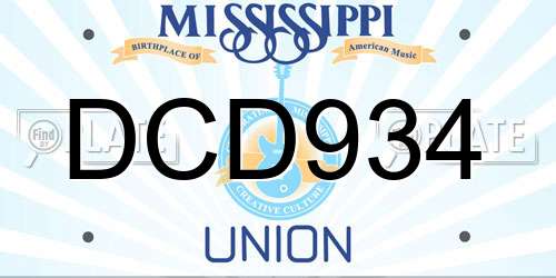 DCD934 Mississippi License Plate