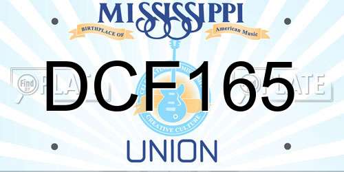 DCF165 Mississippi License Plate