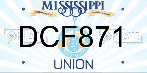 DCF871 Mississippi License Plate