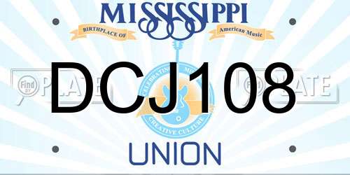 DCJ108 Mississippi License Plate