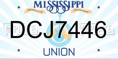 DCJ7446 Mississippi License Plate