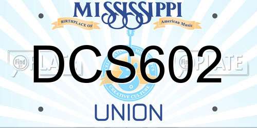 DCS602 Mississippi License Plate