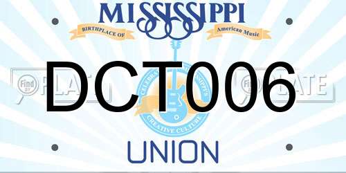 DCT006 Mississippi License Plate
