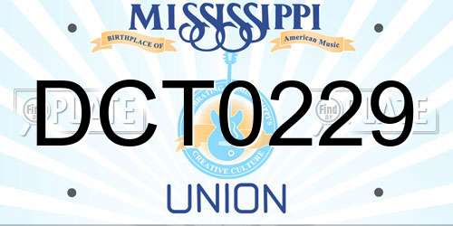 DCT0229 Mississippi License Plate