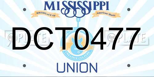 DCT0477 Mississippi License Plate
