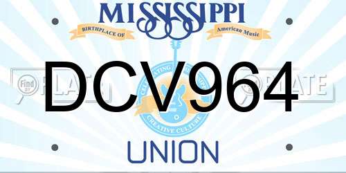 DCV964 Mississippi License Plate
