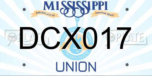 DCX017 Mississippi License Plate