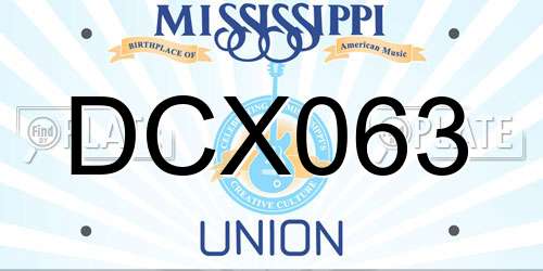 DCX063 Mississippi License Plate