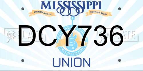 DCY736 Mississippi License Plate