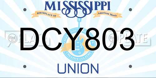 DCY803 Mississippi License Plate