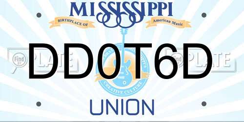 DD0T6D Mississippi License Plate