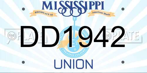 DD1942 Mississippi License Plate