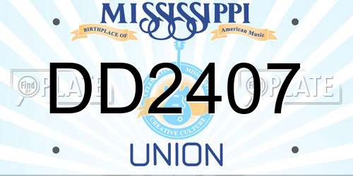 DD2407 Mississippi License Plate