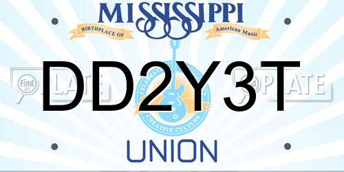DD2Y3T Mississippi License Plate
