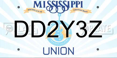 DD2Y3Z Mississippi License Plate