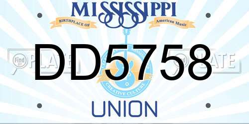 DD5758 Mississippi License Plate
