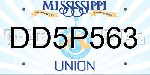 DD5P563 Mississippi License Plate