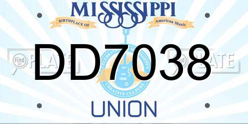 DD7038 Mississippi License Plate