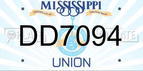 DD7094 Mississippi License Plate