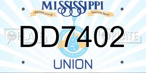 DD7402 Mississippi License Plate