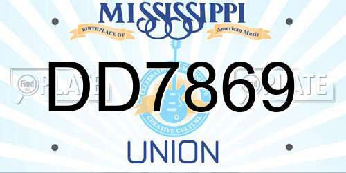 DD7869 Mississippi License Plate