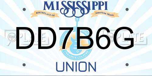 DD7B6G Mississippi License Plate