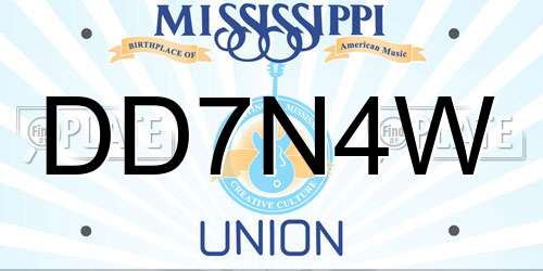DD7N4W Mississippi License Plate