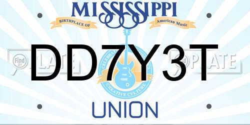 DD7Y3T Mississippi License Plate