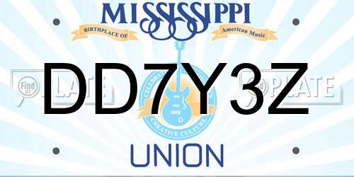 DD7Y3Z Mississippi License Plate
