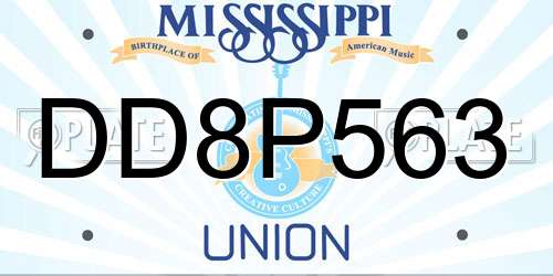 DD8P563 Mississippi License Plate