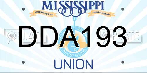 DDA193 Mississippi License Plate