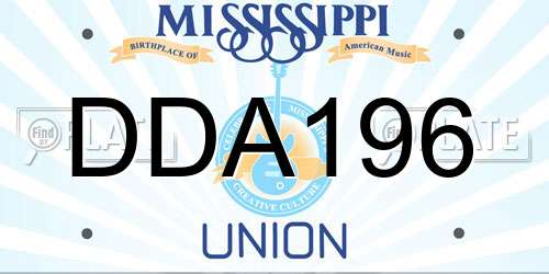 DDA196 Mississippi License Plate