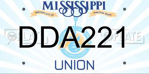 DDA221 Mississippi License Plate