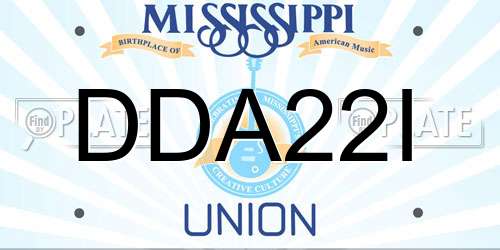 DDA22I Mississippi License Plate