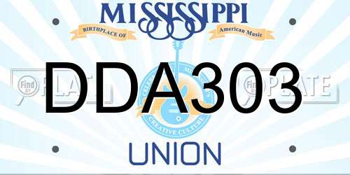 DDA303 Mississippi License Plate