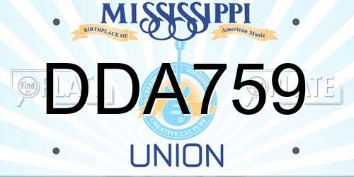 DDA759 Mississippi License Plate