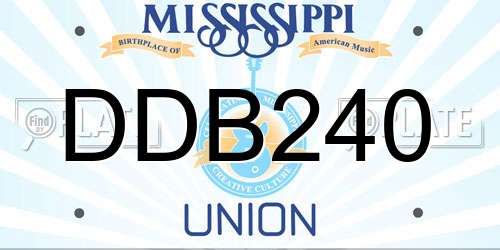 DDB240 Mississippi License Plate